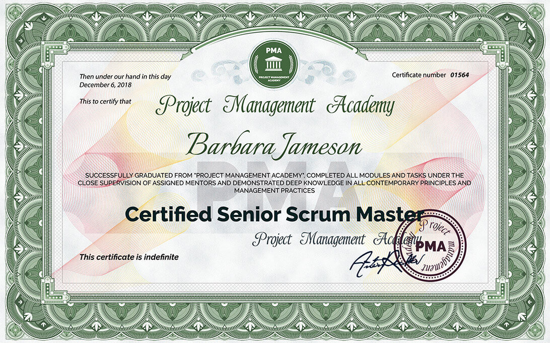 Certified Senior Scrum Master Certified Senior Scrum Master